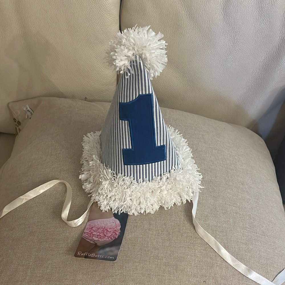 RuffleButts Seersucker 1st Birthday Hat